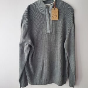 Weatherproof Vintage Gray Waffle Knit Men's Mock Neck Sweater XL Preppy Office